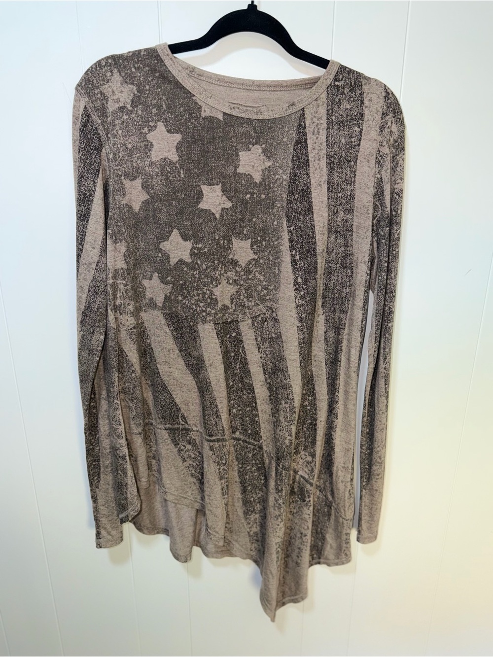 Double D Ranch Taupe Star & Stripe Long-Sleeve Tunic